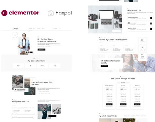 Hanpot - Personal Photographer & Portfolio Showcase Elementor Template Kit