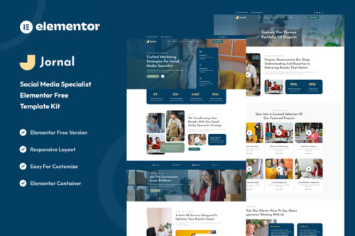 best social media specialist Elementor template kit download