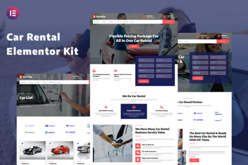 best car rental website template Elementor kit download