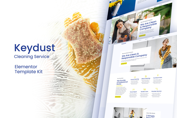 Keydust - Cleaning Service Elementor Template Kit best cleaning service Elementor template kit download