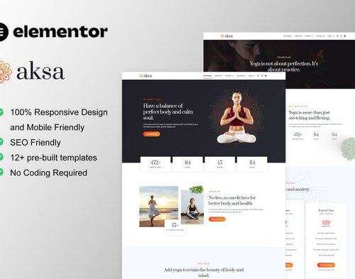Aksa - Yoga Teacher & Studio Elementor Template Kit