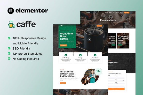 Caffe - Coffee Shop & Cafe Elementor Template Kit best Caffe coffee shop Elementor template download