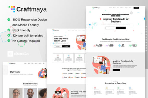 best CraftMaya IT solutions Elementor template kit download