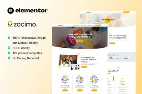 best Zocimo Elementor agency template kit download