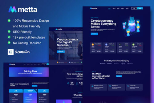 best cryptocurrency Elementor template kit blockchain website download