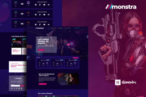 best esports gaming elementor template kit download