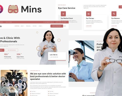 Mins - Eye Care Clinic Services Elementor Template Kit