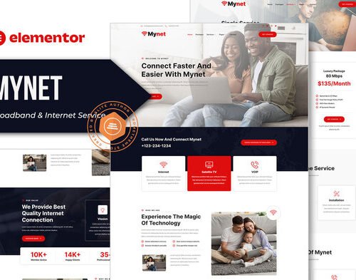 Mynet - Broadband & Internet Service Provider Elementor Template Kit