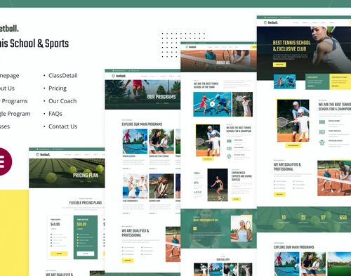 Netball | Tennis School & Sports Club Elementor Template Kit