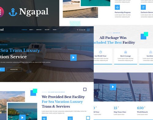 Ngapal - Sea Luxury Yatch Vacation Services Elementor Template Kit