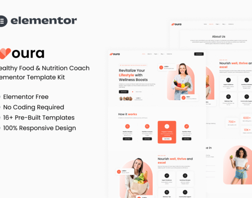 Noura - Healthy Food & Nutrition Coach Elementor Template Kit