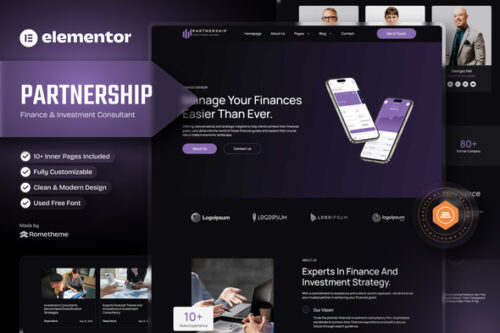 best finance investment consultant Elementor template instant download