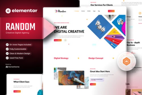 best Random Creative Agency Elementor template kit download