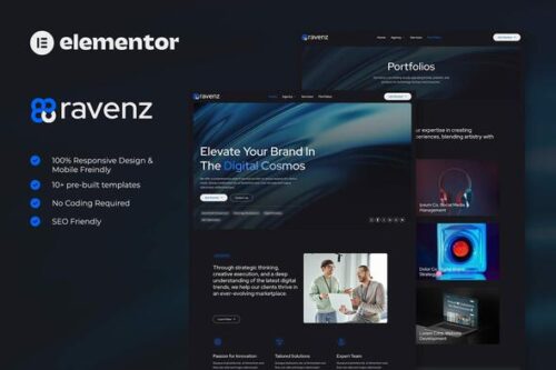 best Ravenz Elementor template kit for digital agencies instant download