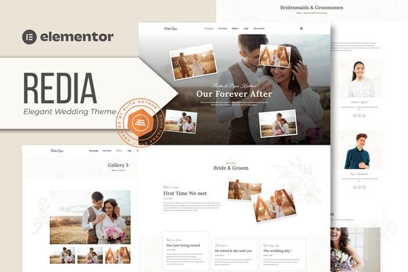 Redia - Elegant Wedding Theme Elementor Template Kit best elegant wedding website template for Elementor download