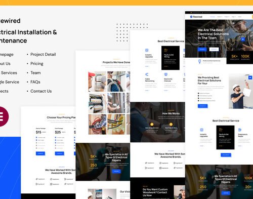 Rewired | Electrical Installation & Maintenance Services Elementor Template Kit
