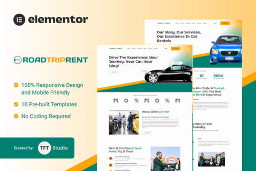 best car rental Elementor template kit instant download