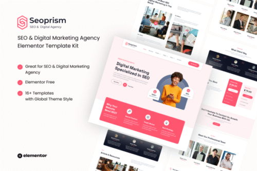 best SEO agency Elementor template kit instant download
