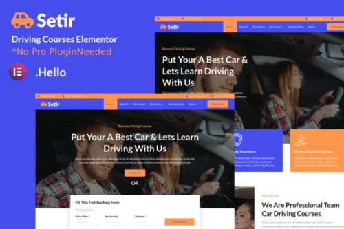 best driving school Elementor template kit download
