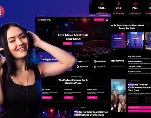Singsong - Karaoke Rooms & Dj Clubbing Elementor Template Kit