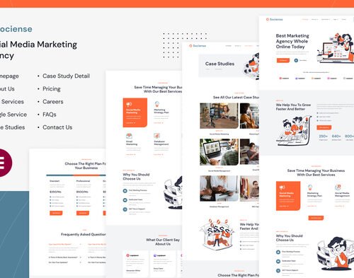 Socience | Social Media Marketing Agency Elementor Template Kit