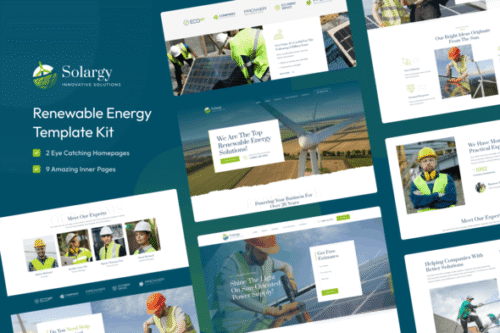 best solar energy Elementor template kit for renewable energy websites