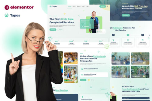 best kindergarten Elementor template kit instant download