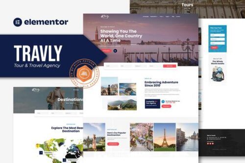 best travel agency Elementor template kit download