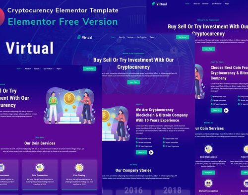 Virtual - Cryptocurency Blockchain & Bitcoin Elementor Template Kit