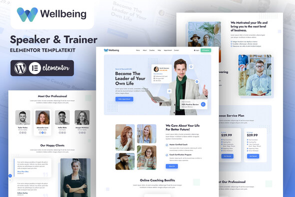 Wellbeing | Speaker & Trainer Elementor Template Kit best wellbeing speaker Elementor template instant download