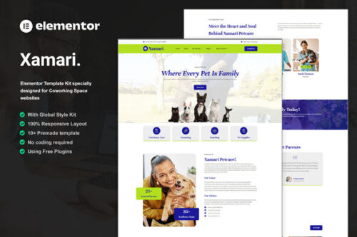 best pet care Elementor template kit download