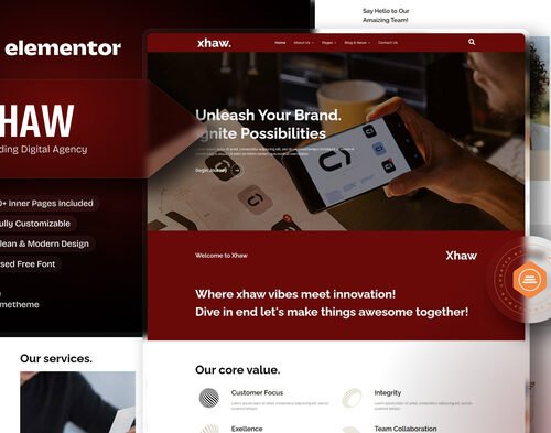 Xhaw - Branding Digital Agency Elementor Template kit
