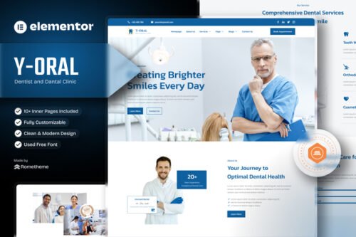 Y-Oral - Dentist & Dental Clinic Elementor Template Kit