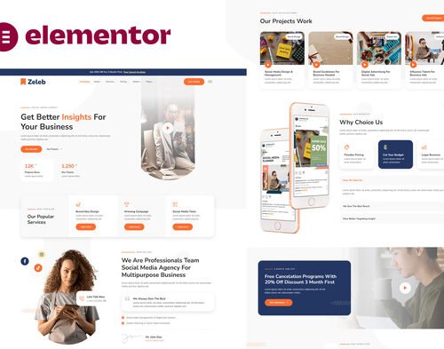 Zeleb - Social Media Marketing & Digital Advertising Elementor Template Kit