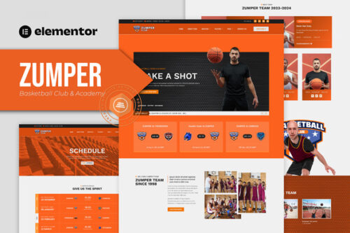 Best basketball club Elementor template kit download