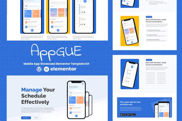 AppGUE - Mobile App Showcase Elementor Template Kit AppGUE - Mobile App Showcase Elementor Template Kit