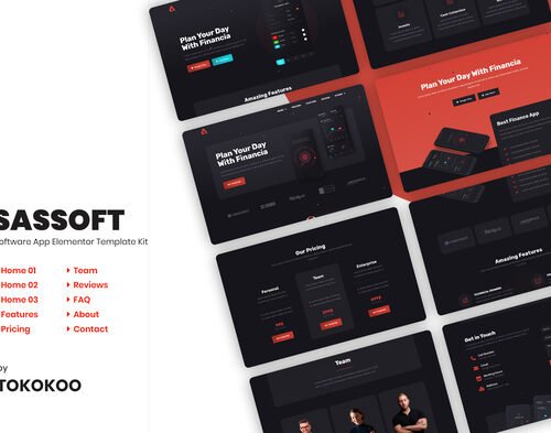 Sassoft | Mobile App & Fintech Startup Elementor Template Kit