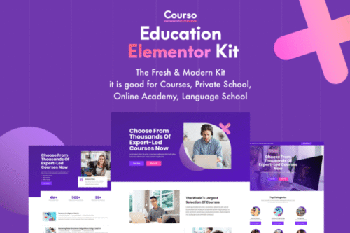 best online university elementor template kit download