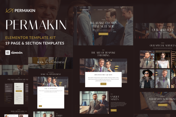Permakin - Professional Tailor & Clothing Alteration Elementor Template Kit best tailor website template Elementor download