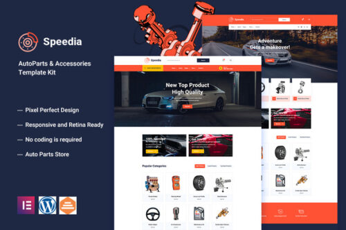 best auto parts Elementor template kit instant download