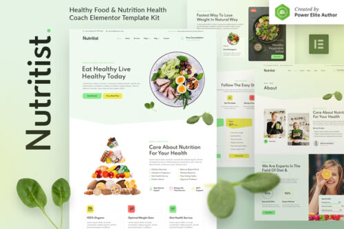 best nutrition coach Elementor template instant download