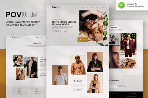 best modeling agency Elementor template kit instant download