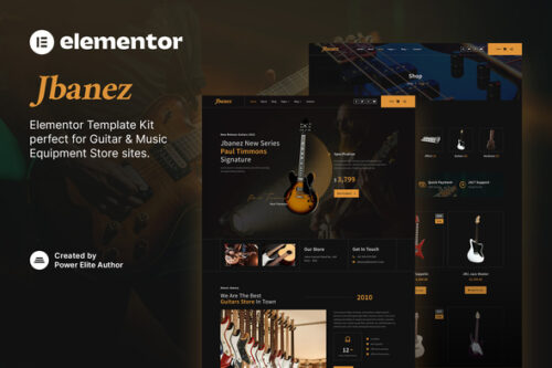 best guitar store Elementor template instant download