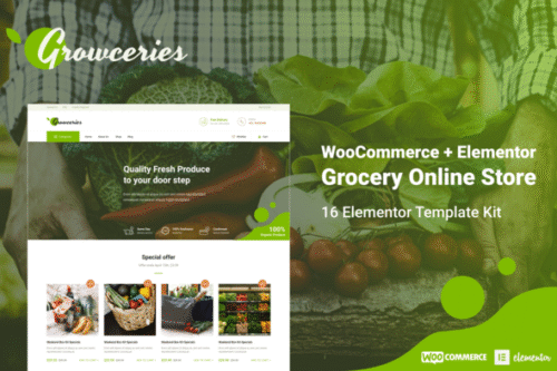 best grocery store Elementor template kit download