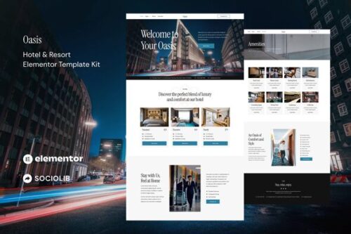 best hotel elementor template kit premium instant download
