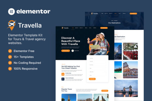best travel agency Elementor template kit instant download