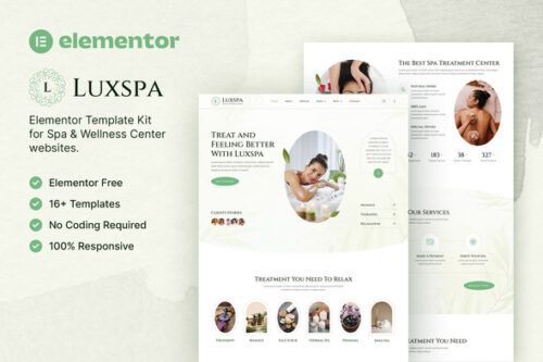 best Luxspa Elementor template kit for spa website download