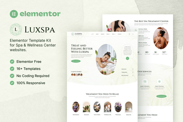 Luxspa – Spa & Wellness Center Elementor Template Kit best Luxspa Elementor template kit for spa website download