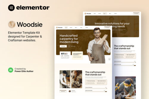 Premium Woodsie carpenter Elementor template kit download
