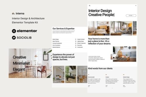 best interior design Elementor template kit download